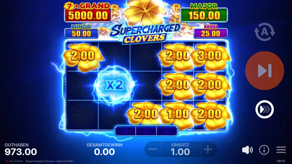 Extra Bonus Game wird im Hauptspiel von Supercharged Clovers ausgelöst, zusätzliche Bonus-Symbole markiert